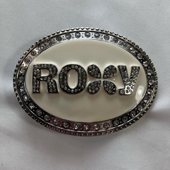 VINTAGE Roxy Y2K Belt Buckle Bundle – Rhinestone Oval + Black Heart Surf Logo - Picture 3 of 6